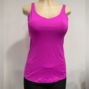 Lululemon Optimal Tank Top Barbie Pink Hot Pink Full Length Built In Bra Size 8
